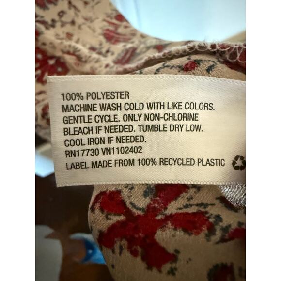 Boho long duster vest beige/red/blue floral L/XL Mossimo - Picture 7 of 7